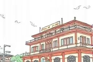 《剑落长安街》封面：雨后青石长街上一柄横放的长剑