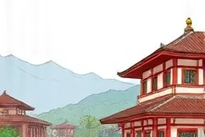 《沙漏旅馆》封面：旅馆大堂立着巨大的倒置沙漏